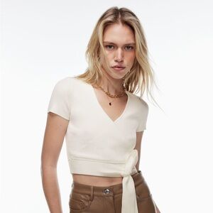 Aritzia Wilfred Sz S All Tied Up White Wrap Sweater